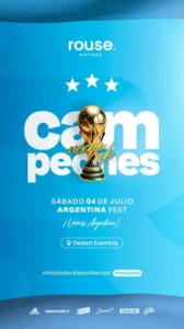 Afiche del evento Noche de Campeones en Rouse Matinée, una fiesta para adolescentes de 12 a 15 años en Desert Eventos, Luján de Cuyo, Mendoza.