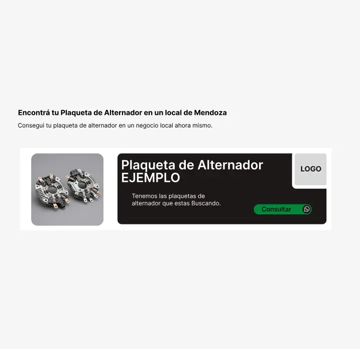 Espacio publicitario en alquiler para negocios de venta sobre Plaquetas para alternador en Mendoza