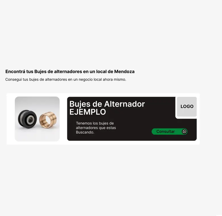 Espacio publicitario en alquiler para negocios de venta sobre Bujes de Alternadores en Mendoza