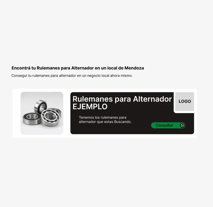 Espacio publicitario en alquiler para negocios de venta sobre Rulemanes para alternador en Mendoza