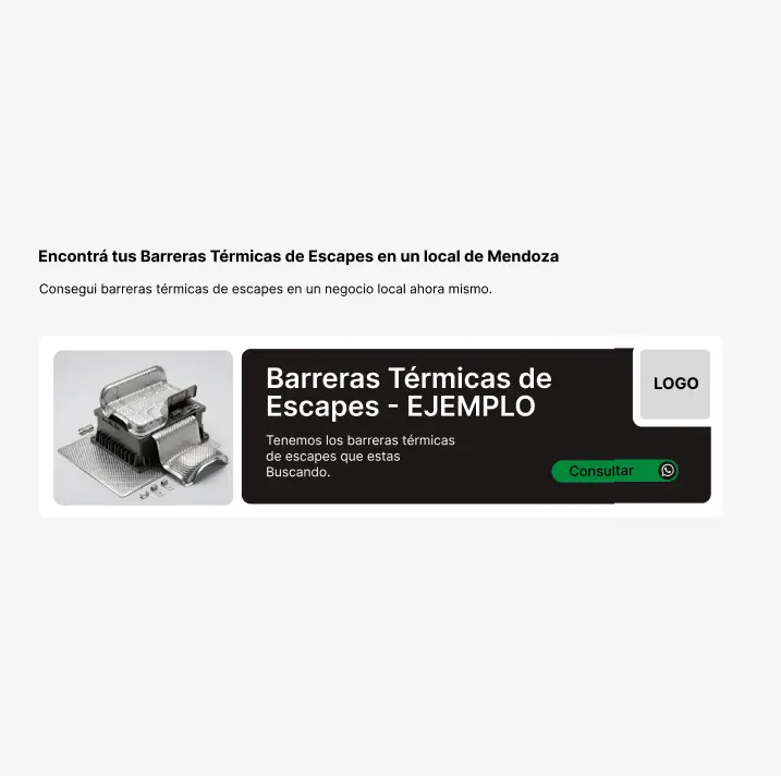 Espacio publicitario en alquiler para negocios de venta sobre Barreras Térmicas de Escapes en Mendoza