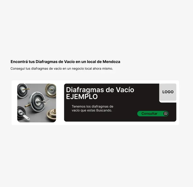 Espacio publicitario en alquiler para negocios de venta sobre Diafragmas de Vacío en Mendoza