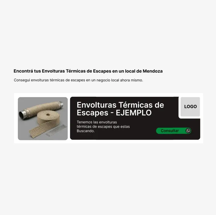 Espacio publicitario en alquiler para negocios de venta sobre Envolturas Térmicas de Escapes en Mendoza