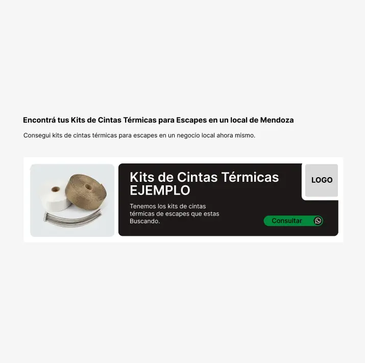 Espacio publicitario en alquiler para negocios de venta sobre Kits de Cintas Térmicas Escapes en Mendoza