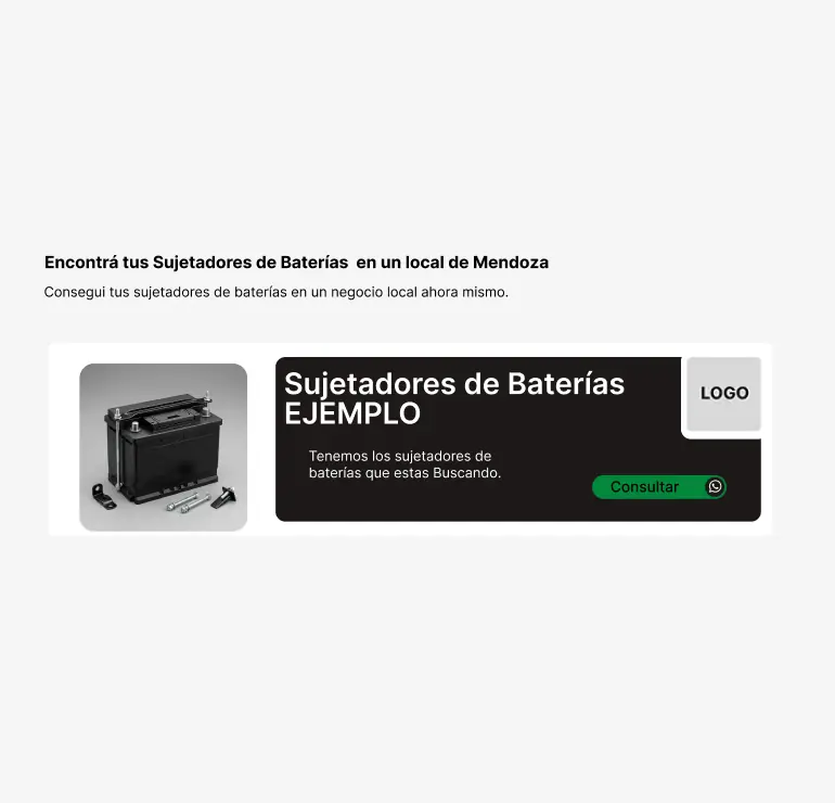 Espacio publicitario en alquiler para negocios de venta sobre Sujetadores de Baterías en Mendoza