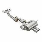 Sistema de escape completo de competición de acero inoxidable con múltiple 4 a 1, tubería flexible y silenciador trasero deportivo sobre fondo blanco listo para comprar online en Mendoza