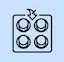 Icono lineal de un panel de cuatro interruptores pulsadores con una flecha de pulsación para interruptores de desactivación en Mendoza