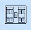 Icono lineal de un panel maestro con botones y bloqueo central para interruptores de ventana en Mendoza