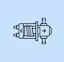 Icono lineal de solenoide eléctrica con bobinado y flecha de flujo para interruptores EGR en Mendoza