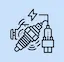 Icono lineal de un diagrama electrónico automotor para interruptores sensores en Mendoza