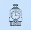 Icono lineal de relé con reloj integrado para interruptores temporizados en Mendoza
